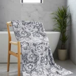 Floral 1 Pc Bath Towel, Grey| 600 GSM Cotton